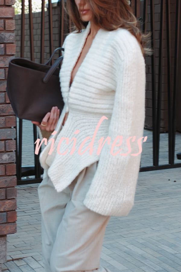 Retro V-neck Long-sleeved Sexy Hollow Loose Knitted Cardigan