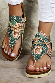 Independence Day Summer New Printed Back Zipper Roman Beach Sandals