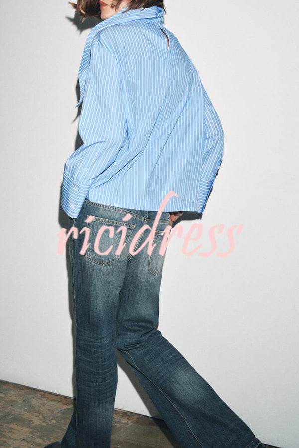 Meliora Striped Multi Position Scarf Long Sleeve H-line Shirt