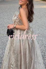 By The Sea Organza Ruffle High Low Hem Slip A-line Maxi Dress