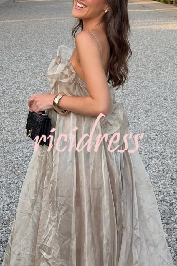 By The Sea Organza Ruffle High Low Hem Slip A-line Maxi Dress