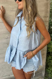Solid Color Casual Button-Down Loose Shirt