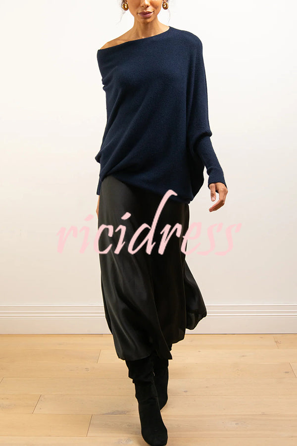 Solid Color Round Neck Long Sleeve Loose Knitted Sweater