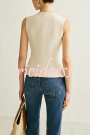 British Elegant Sun-decorated Sleeveless Versatile Vest