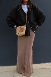 Solid Color V-Neck Button Casual Pocket Knit Cardigan