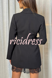 Pure and Beautiful Double-breasted Long Sleeve Lapel Blazer Mini Dress