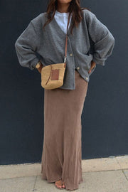 Solid Color V-Neck Button Casual Pocket Knit Cardigan