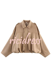Fashion Lapel Long-sleeved Casual Bomber Jacket