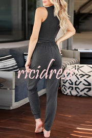 Lounge Casual Long Sleeved Cardigan Slim Vest Lace Up Pants Three Piece Set