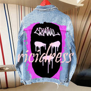 Halloween Print Long Sleeve Denim Jacket