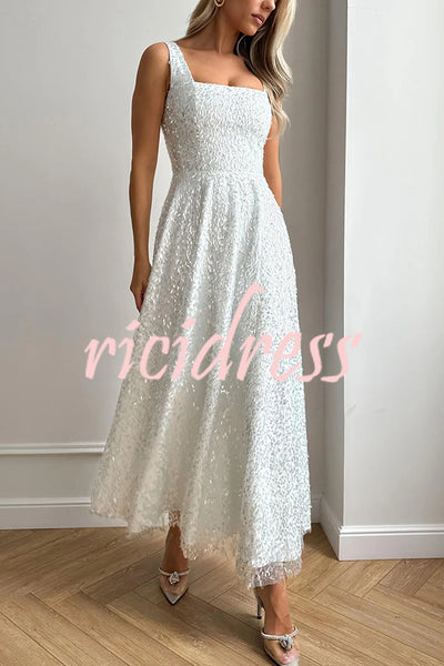 Sexy Waist-cinched Elegant Mesh Sequin Party Maxi Dress