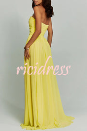 Romantic Party Chiffon Off Shoulder Sweetheart Neck Ruched Cape Maxi Dress