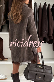 Breezy City Knit Turtleneck Long Sleeve Relaxed Sweater