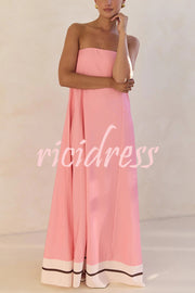 Unique Print Sexy Tube Top Back Zipper Loose Maxi Dress