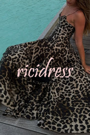 In The Maldives Leopard Waisted A-line Slip Maxi Dress