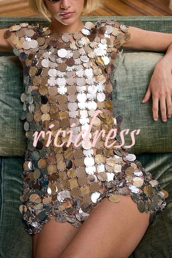 Sexy Sparkly Sequined Cutout Mini Dress