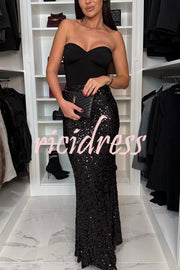 Let’s Celebrate Sequin High Rise Fishtail Maxi Skirt