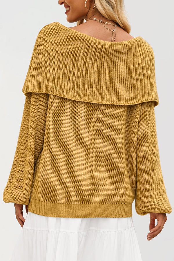 Solid Color Loose Off-shoulder Long-sleeved Casual Knit Sweater