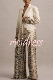 Hurley Ombre Snake Print Elastic Waist Pocketed Wide Leg Pants