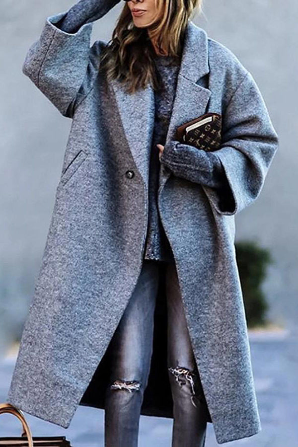 Fashionable Colorblock Plaid Print Pocket Casual Long Coat