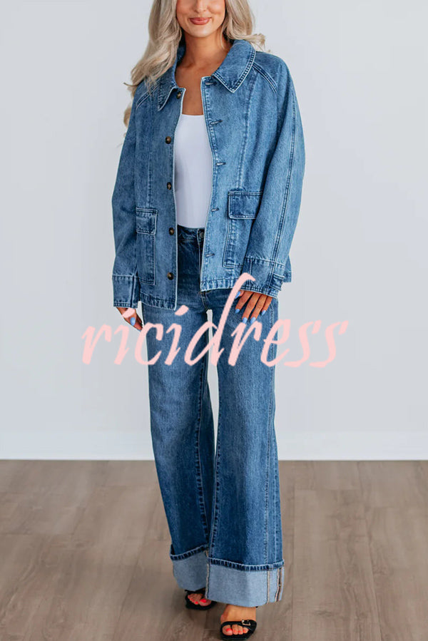 Stylish Single-breasted Casual Pocket Denim Jacket