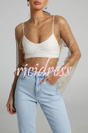 Best Layering Items Diamond Mesh Long Bell Sleeve Top