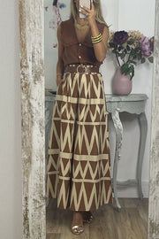 Unique Print Loose Pocket Holiday Maxi Skirt