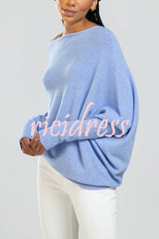 Solid Color Round Neck Long Sleeve Loose Knitted Sweater