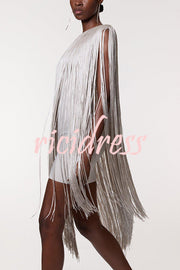 Fashion One-shoulder Slim-fit Elegant Tassel Mini Dress