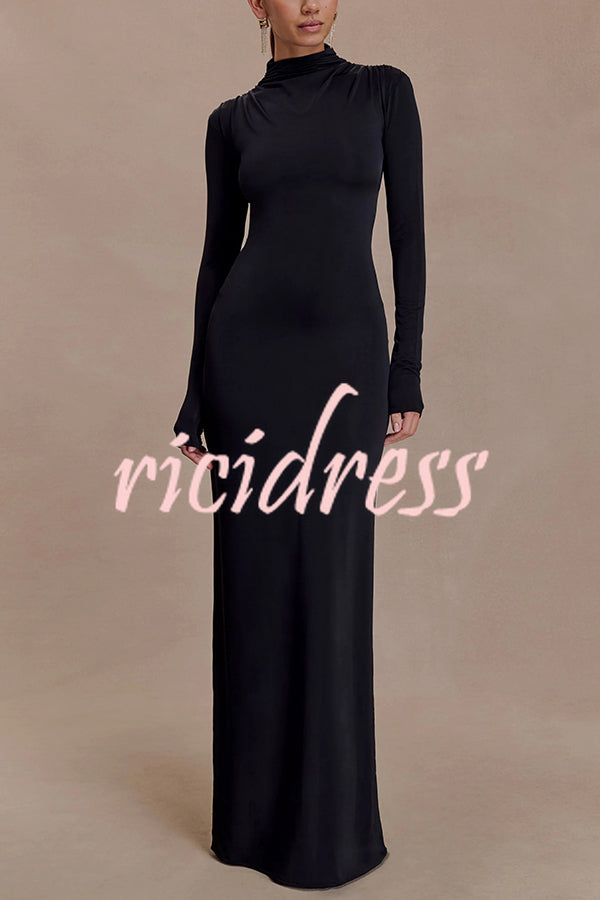 Sexy Backless Long-sleeved Stretch Slim-fit Maxi Dress