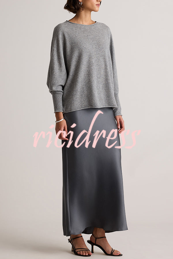 Soft and Warm Cashmere Knit Batwing Sleeve Relaxed Sweater