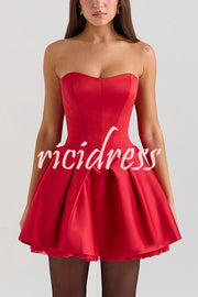 Stylish Sleeveless Off-shoulder Elegant Large Bow Mini Dress