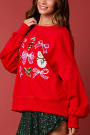 Christmas Personalized Sequined Casual Long Sleeve Sweatshirt