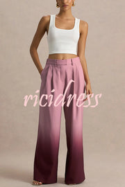 Enya Ombre Print Elastic Waist Pocketed Wide Leg Pants