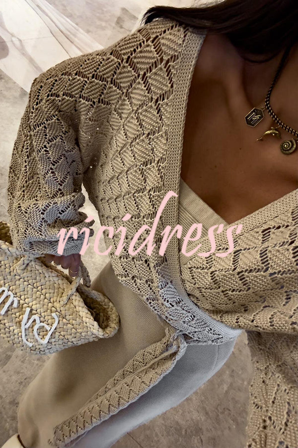 Fashion Front Cross Loose Lantern Sleeve Knitted Top