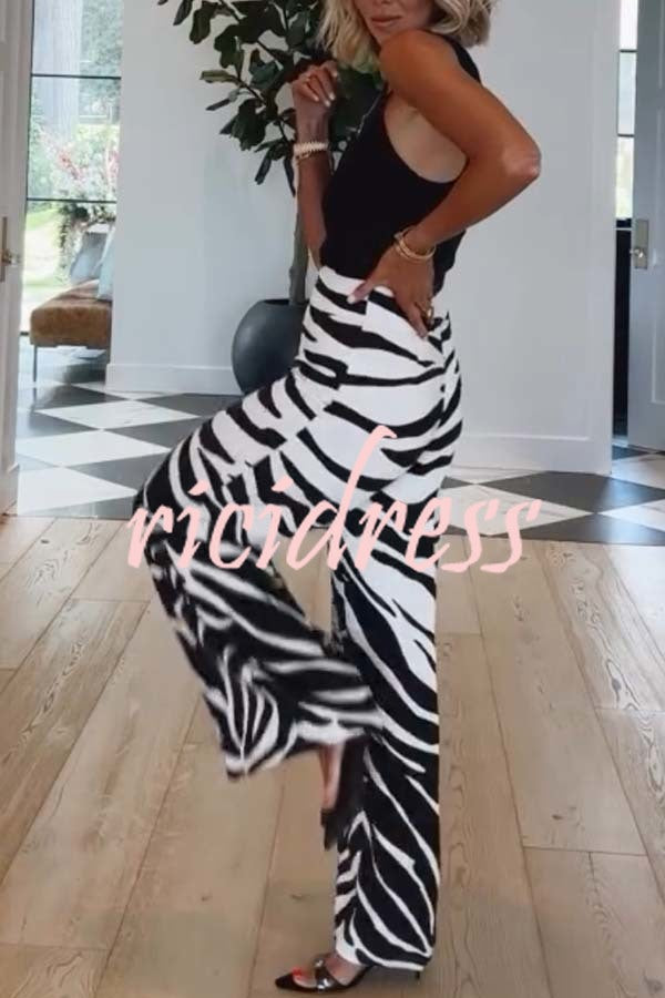 Breath of Freedom Animal Print High Rise Pocketed Wide Leg Pants