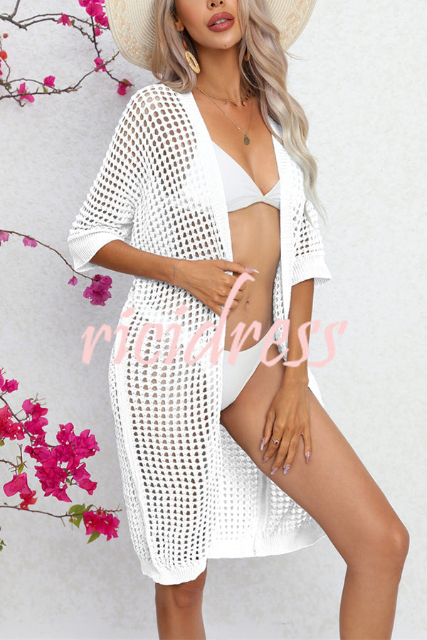 Surprising Half Sleeve Patchwork Cutout Beach Cover Up