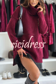 Breezy City Knit Turtleneck Long Sleeve Relaxed Sweater