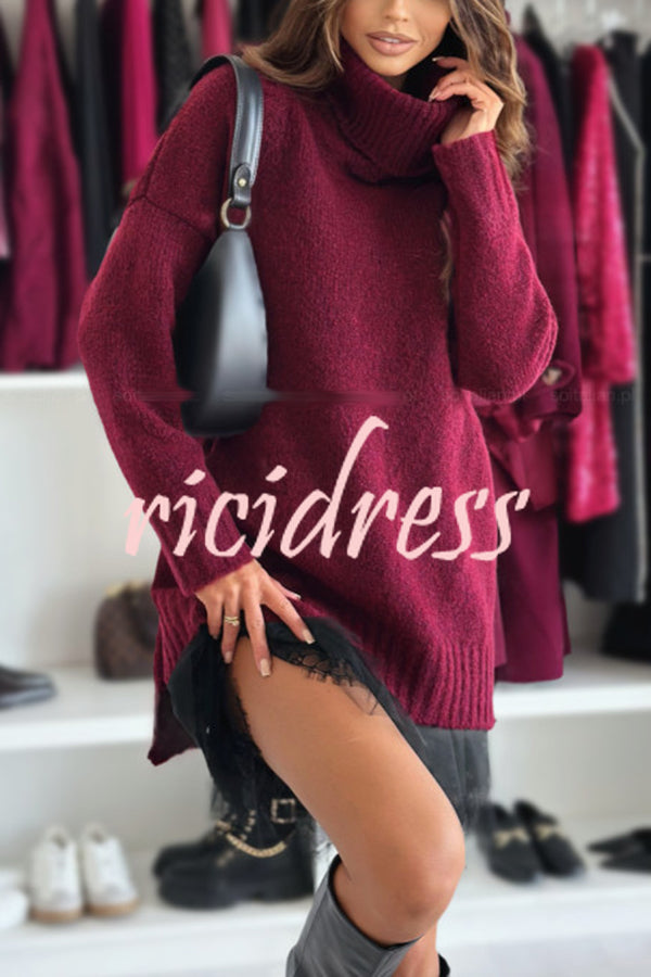 Breezy City Knit Turtleneck Long Sleeve Relaxed Sweater