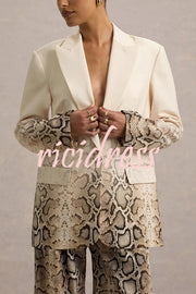 Hurley Ombre Snake Print Single Button Long Sleeve Lapel Loose Blazer