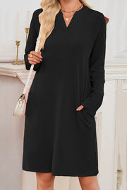 Solid Color Loose Long-sleeved Casual Knitted Mini Dress