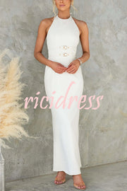 Sexy Backless Halter Neck Slim Waist Maxi Dress