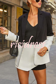 Enhance Look Colorblock Long Sleeve Pocket Lapel Blazer and And Mid Rise Mini Skort Set