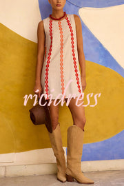 Unique Printed Round Neck Sleeveless Casual Loose Mini Dress