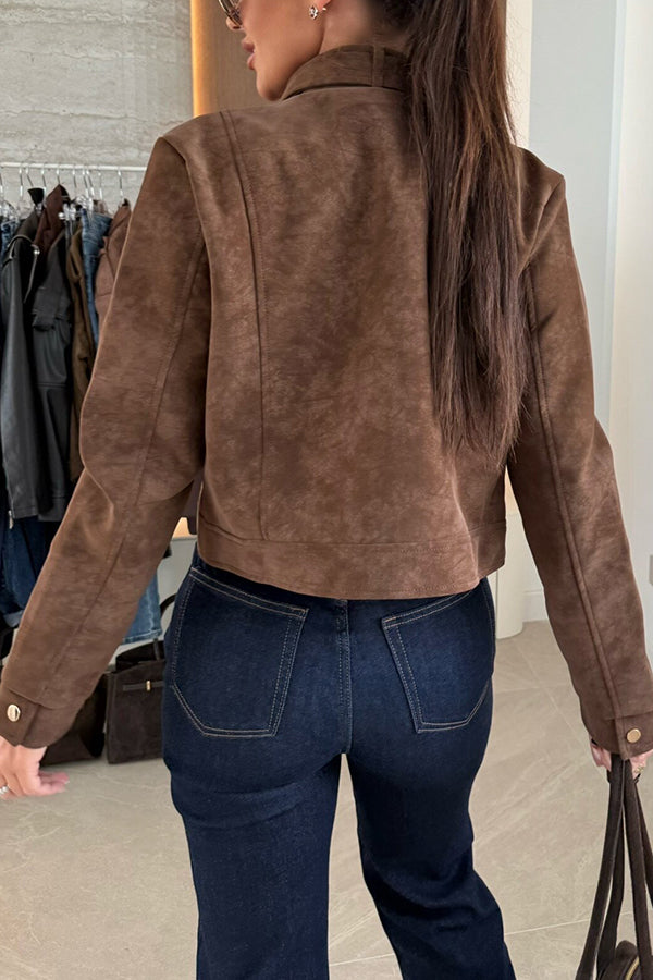 Fashionable Metal Button Long-sleeved Casual Short Jacket