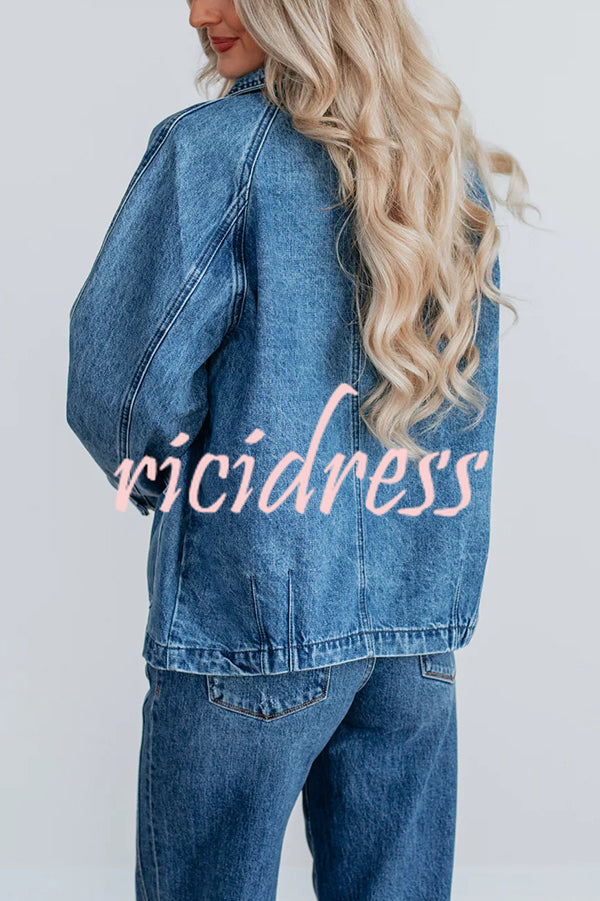 Stylish Single-breasted Casual Pocket Denim Jacket