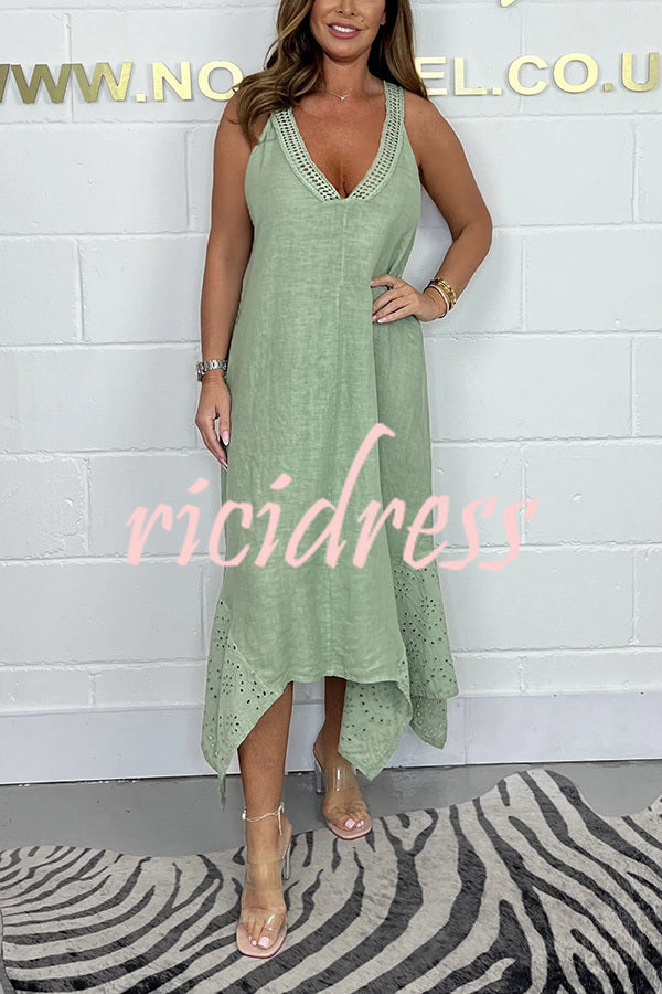 Solid Color V-neck Sleeveless Sexy Backless Irregular Maxi Dress