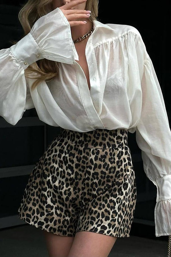 Solid Color Loose See-through Long-sleeved Casual Shirt