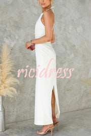 Sexy Backless Halter Neck Slim Waist Maxi Dress
