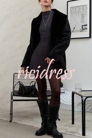 Solid Color Long-sleeved Slim-fit Elegant Knitted Mini Dress